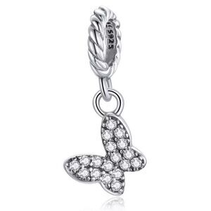 Sterling Silver Butterfly Charm Mini DIY Bracelet Bead Fits Pandora